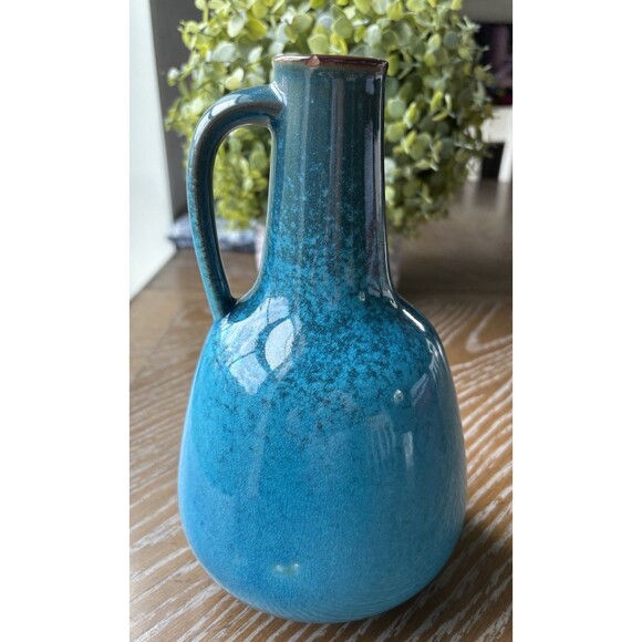 RARE 60's Ursula Beyrau design Graflich Ortenburg ceramic Turquoise Vase 605/1 - Picture 3 of 8